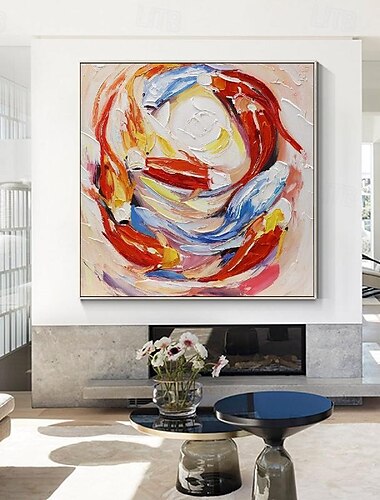  håndlavet stor koi maleri håndmalet væg kunst koi fisk maleri farverig koi kunst koi maleri væg kunst kniv kunst maleri bolig dekoration indretning dyre maleri fisk maleri