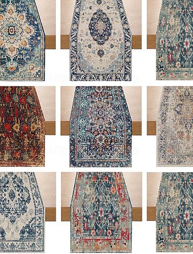  Camino de mesa de estilo bohemio, lino, estampado de flores geométricas vintage, mesa de centro para el hogar, decoración de mesa de comedor, mantel