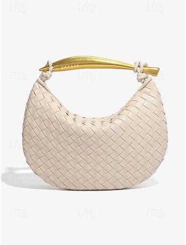  Damen Handtasche Umhängetasche Schultertasche Abendtasche Hobo Tasche PU-Leder Party Festtage Hochzeitsfeier Metallgriff Hohe Kapazität Langlebig Feste Farbe Webfaser Dunkelbraun Schwarz Weiß