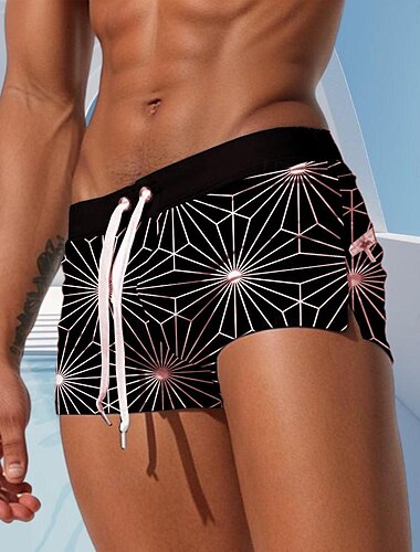  Herren Geometrisches Muster Badeshorts Boardshorts Badehosen Mittlere Taille Mode Designer Surfen Ferien Strand Tasche Kordelzug Elastischer Bund Designer Bekleidung