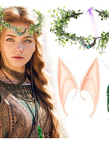  Floral Medieval Renacimiento Tocados Collar Orejas Feria del Renacimiento Hada élfico Mujer Fantasía Víspera de Todos los Santos Carnaval Mascarada Fiesta / Noche Adulto Más Accesorios