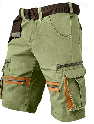  Voor heren Cargoshorts Korte broek Casual korte broek Meerdere zakken Recht been Valse zak Effen Comfort Knielengte Casual Dagelijks Feestdagen Modieus Streetwear Zwart Groen Micro-elastisch