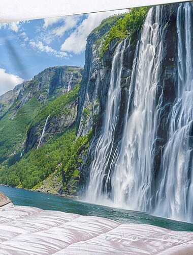  Landschaft prächtiger Wasserfall Wandteppich Wandkunst großer Wandbild Dekor Fotografie Kulisse Decke Vorhang Haus Schlafzimmer Wohnzimmer Dekoration Norwegen Sognefjord Wandtuch XXL Natur