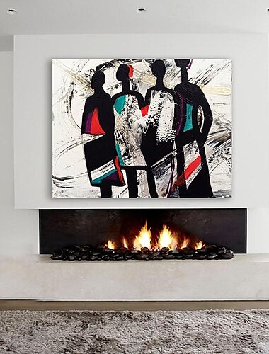  Afrikaanse kunst olieverf handgemaakt minimalisme abstract canvas schilderij muur kunst etnische schilderkunst zwart en wit kunst schilderij voor woonkamer zwart schilderij loft afrikaanse kunst
