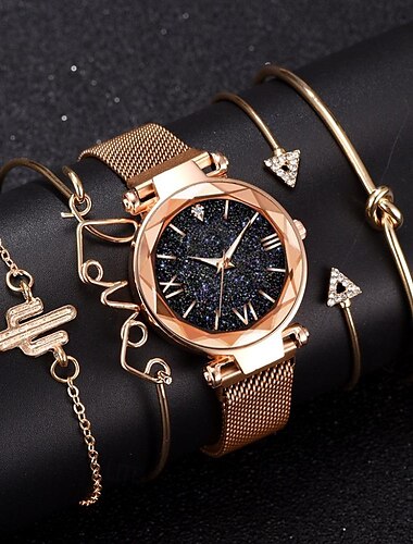  Damen Quarz uhr Diamant Minimalistisch Mit Kette Strass Chronograph Dekoration Legierung Beobachten