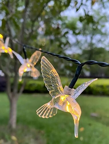  Luzes solares em forma de pássaro, cordas de fadas, 5m, 20leds, área externa, à prova d'água, jardim, casamento, festa, feriado, decoração de varanda ao ar livre