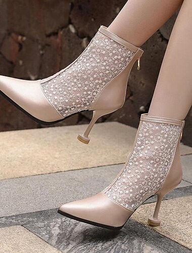  Damenstiefel Schneestiefel Komfortschuhe Absatzstiefel Alltag Herbst Winter Blockabsatz Plüsch Casual Komfort Kunstfell Beige