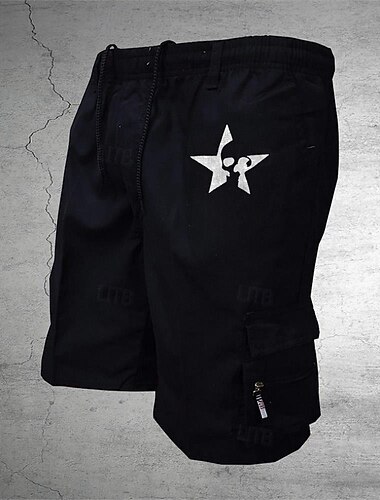  Per uomo Pantaloncini tattici Pantaloncini modello cargo Pantaloncini A cordoncino Vita elastica Multi tasca Teschi Indossabile Breve Esterno Giornaliero Campeggio e hiking Di tendenza Classico Nero