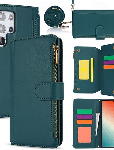  τηλέφωνο tok Για Samsung Galaxy S24 S23 S22 Plus Ultra S23 FE A55 5G A35 5G A25 A15 A14 Α54 Θήκη κάρτας πορτοφολιού Μαγνητική Φερμουάρ με τον Lanyard Ρετρό TPU PU δέρμα