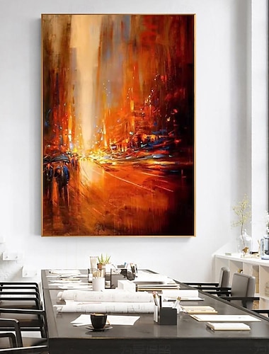  Pintura al óleo hecha a mano lienzo arte de la pared decoración moderna arquitectura urbana abstracta paisaje para la decoración del hogar pintura enrollada sin marco sin estirar