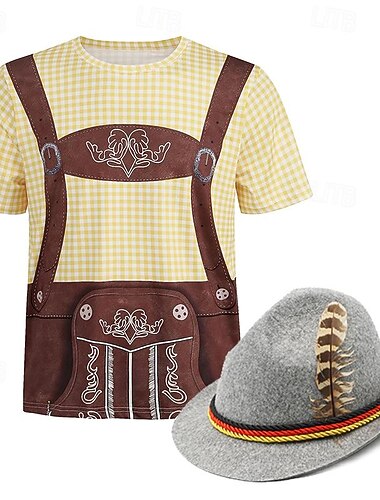  3D חולצת טי תלבושות חולצת טי לדרהוזן פסטיבל אוקטובר בוואריה גרפי ל בגדי ריקוד גברים מבוגרים הדפסת תלת מימד עבור פסטיבל אוקטובר מפלגה יום יומי\קז'ואל