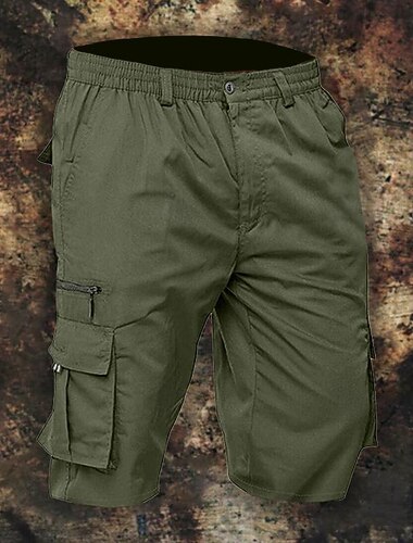  Per uomo Pantaloncini tattici Pantaloncini modello cargo Pantaloncini Vita elastica Multi tasca Liscio Indossabile Breve Esterno Giornaliero Campeggio e hiking Di tendenza Classico Verde militare Blu