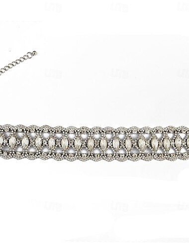  Halsketten Strass Chrom Strass Steine Damen Elegant Vintage Modisch Geometrisch Geometrische Form Rechteck Modische Halsketten Für Hochzeit Party Jahrestag