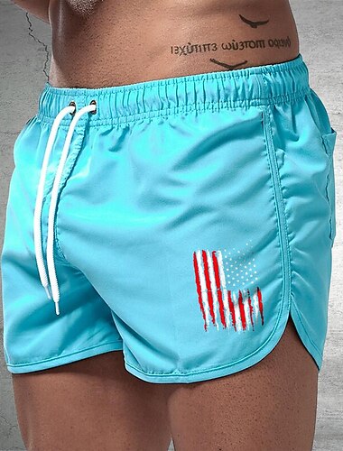  Homme Surf Boardshort short de bain Short de bain Cordon Taille elastique Drapeau National Confort Séchage rapide Court Vacances Plage Fin de semaine Mode Décontractées Noir Jaune Micro-élastique