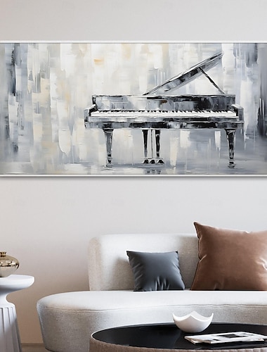  großes Original Klavier Ölgemälde abstrakt hochwertige graue Wand Kunst zeitgenössisches Kunstwerk moderne Struktur Wohnzimmer Deko individualisierbares Geschenk