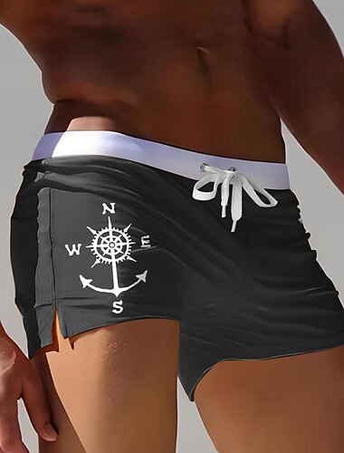  Herren Nautisch Kompass Badehosen Badeshorts Boardshorts Mittlere Taille Mode Designer Surfen Ferien Strand Tasche Kordelzug Elastischer Bund Designer Bekleidung