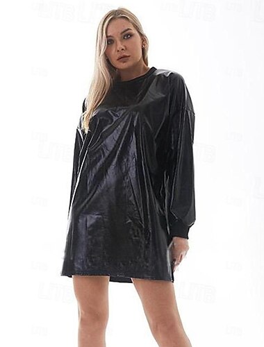  Metallisch 1980er Glänzendes Latex-Patent Kleid Hemd Disco Damen Halloween Karneval Maskerade Party / Abend Pride Parade Pride-Monat Erwachsene Kleid