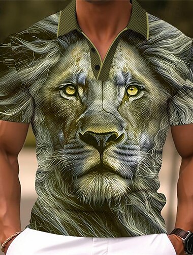 Herren Golfshirt Kurzarm Polo-Shirts Hemden mit Kragen Lustig Streetwear Urlaubskleidung Party-Outfits Knöpfe 3D-Druck Sommer Frühling Blau Purpur Grün
