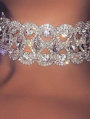  Gargantillas Diamantes Sintéticos Cromo Brillantes Mujer Elegante Vintage Moda Geométrico Forma Geométrica Rectángulo Gargantillas Para Boda Fiesta Aniversario