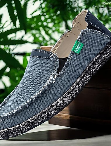  herre uformelle slip-on loafers - pustende kanvas overdel, lett såle, ideell for daglig bruk