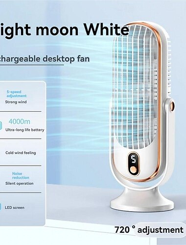  tragbarer Klimaanlagenventilator, großer Akku-Doppelmotor-Haushaltsluftkühler, 5-Gang-Luftkühlungsventilator 720 ° Surround-Luftgebläse, Büro, Tourismus, Camping, tragbarer USB-Ventilator für