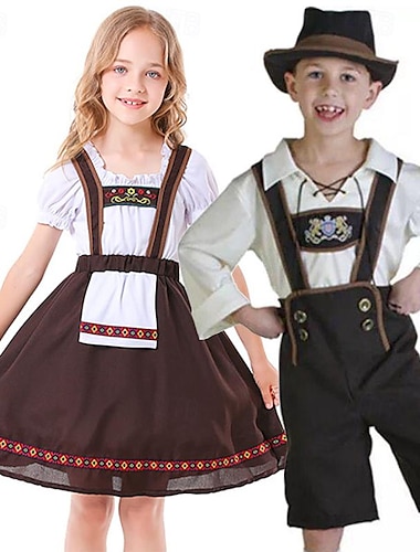  coppie oktoberfest birra costume dirndl vestito trachtenkleider lederhosen coppia oktoberfest monaco di baviera wiesn ragazzi ragazze stile tradizionale stoffa halloween carnevale