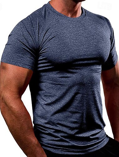  Herren T-Shirt Kurzarm Rundhalsausschnitt T-Shirt Muskel-T-Shirt Kurzarm-Shirt Außen Schnelltrocknend Trainieren Weich Schweißableitend Polyester Schwarz Weiß Marinenblau Fitnessstudio Klettern
