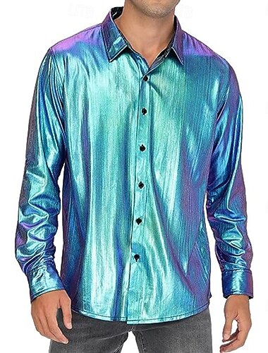  Schijf Jaren '80 Metallic Blouse / overhemd Gemaskerd Bal Schijf Effen Kleur Voor heren Carnavalskostuum Maskerade Feest / Uitgaan Prideparade Trots maand Volwassenen Hemd