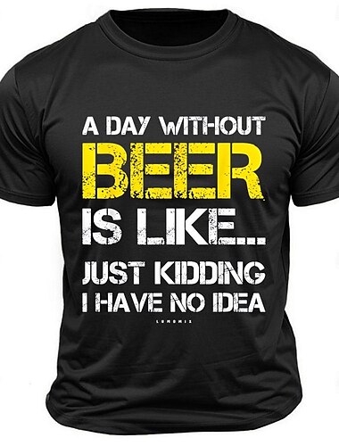  Herren Buchstabe Lustig Bier T Shirt T-Shirt 100% Baumwolle Kurzarm Grafik Hemd Schwarz Armeegrün Dunkelblau Bequemes T-Shirt Straße Sport im Freien Modedesigner-Kleidung