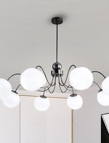  luminária pendente led 45/76/100 cm 3/5 luz de meados do século moderna e27 iluminação pendente de feijão mágico preta com globos de vidro luminária de teto clássica vintage para sala de estar sala de