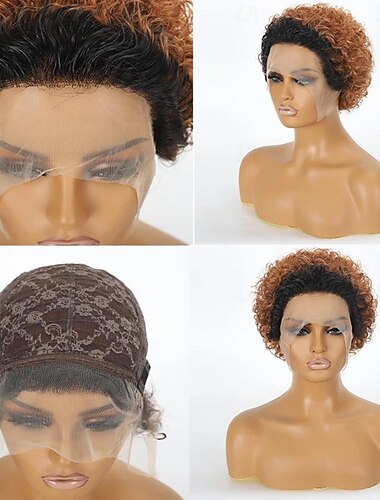  13x1 Pixie Cut Lace Frontal Perücke Echthaar glatt transparent Echthaar Damenperücken Remy Haar kurze Bob Perücke