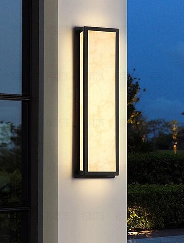  Aplique cu led de exterior alb cald 42/63cm 20w ip65 aplice moderne iluminat de perete corpuri de iluminat pentru terasa lumini dreptunghi negru lampa de perete din marmura pentru curte, verandă,