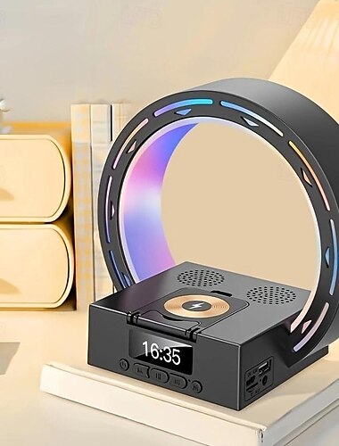  15W LED Smart Light mit multifunktionaler Wireless Charging Station - Spule Schnelles kabelloses Laden Eintauchbarer kabelloser Lautsprecher Verstellbare LED Schreibtischlampe Wiederaufladbarer