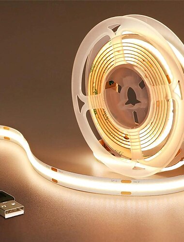  DC 5V USB COB-Streifen 320 LEDs/m flexibles Band Seil Streifenlicht Warmweiß Naturweiß Nachtlampe TV-Hintergrundbeleuchtung LED-Streifen 1m 2m 3m 4m 5m Wohndekor