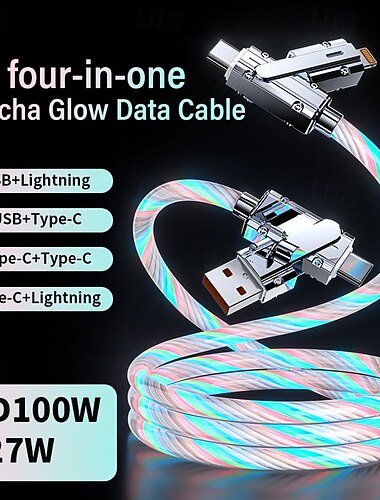  pd27w 100w in lega di zinco 2-tow 2 stelle abbagliante streamer cavo dati di ricarica rapida Cavo di ricarica luminoso 4 in 1