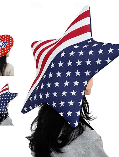  Amerikaanse Vlag Hoeden 4 juli-kostuum Volwassenen Dames Grappig Prestatie Feest Carnaval Onafhankelijkheidsdag 4 juli Makkelijk carnavalskostuum