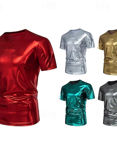  Retro Vintage 1970er Disko T-Shirt Disco Rundhals Kostüm Herren Halloween Karneval Maskerade Veranstaltung / Fest Junggesellinnenabschiedsparty Pride Parade Erwachsene T-shirt