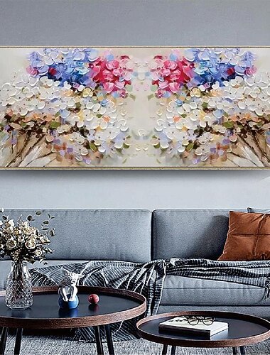  pintura a óleo feita à mão abstrata colorida faca flor pintura a óleo artesanal grande original moderna enorme pinturas de árvores em tela decoração de casa pintura de flores de casamento