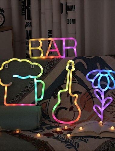  Luz de neón LED Oktoberfest con control remoto, luz de señal de barra colorida RGB, luz ambiental para concierto, decoración del hogar, fiesta de dormitorio, lámpara decorativa de acción de gracias