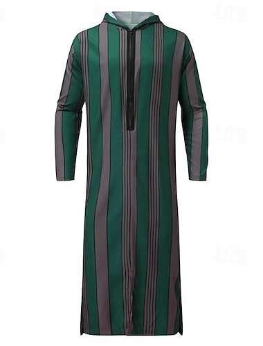  Hombre Ropa de salón Bata de noche Camisa de dormir Raya Elegante Confort Batas tipo kimono Hogar Diario Poliéster Transpirable Sudadera Manga Larga Primavera Verde