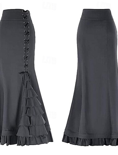  Retrò Vintage Medievale Rinascimento Gonna Fiera del Ren Ragazza gotica Con Volant Per donna Fantasia Stile Steampunk Mascherata Festa / Sera Adulti Gonna