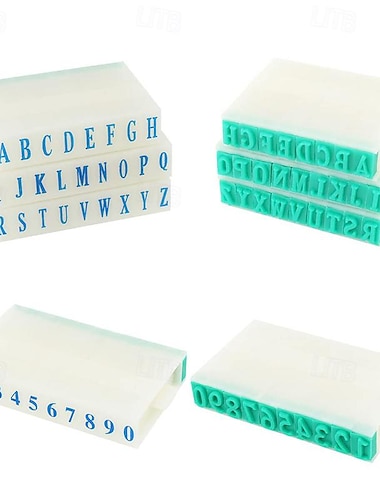  Lot de 2 tampons détachables avec chiffres et lettres, combinaison alphabet a-z, chiffres 0-9 pour étiquette de carte, scrapbooking, fabrication artisanale, enseignement