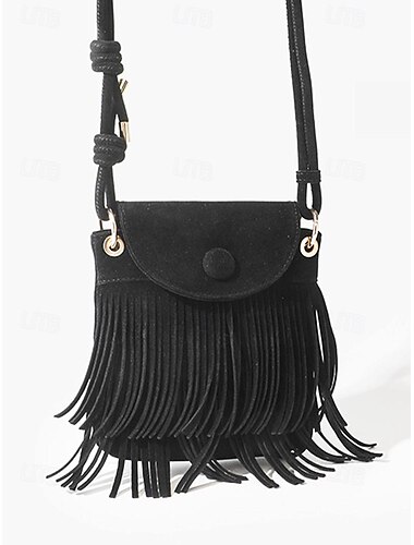  Damen Umhängetasche Schultertasche Bucket-Taschen Hobo Tasche PU-Leder Täglich Festtage Strand Quaste Leichtgewichtig Feste Farbe Schwarz Braun