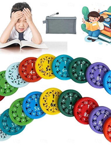  wiskunde fidget spinners, wiskundige feiten fidget spinners, educatieve accessoires leren delen en vermenigvuldigen - perfect voor stimmers & fidgeters