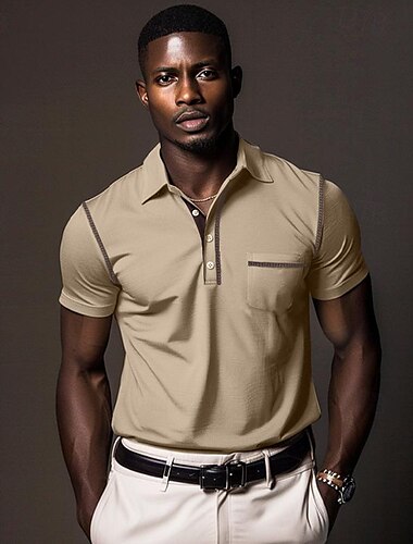  Herren Poloshirt Golfhemd Arbeit Casual Kargen Gerippter Polokragen Kurzarm Basic Modern Farbblock Patchwork Taste Frühling Sommer Regular Fit Dunkelgrau Schwarz Weiß Burgunderrot Marinenblau Blau
