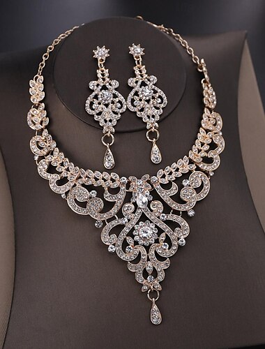  Schmuckset 3 Stück Strass Aleación Ohrringe Halsketten Damen Elegant Modisch Zierlich Geometrisch Geometrische Form Schmuck-Set Für Hochzeit Party Jahrestag