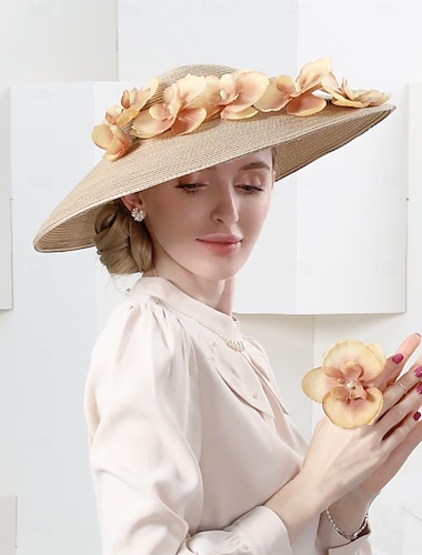  bandeaux chapeaux fibre melon / chapeau cloche chapeau de seau chapeau de paille mariage thé fête mariage élégant avec dentelle côté casque couvre-chef