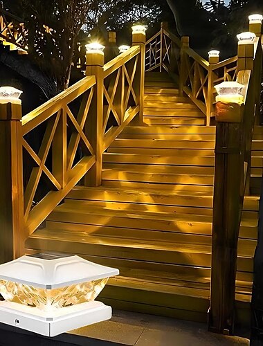  1pc Fence Post Solar Lights, Solar Post Cap Lights, Solar Powered Waterproof Deck Lights with Auto Switch, Suitable for Wood Fence Garden Patio