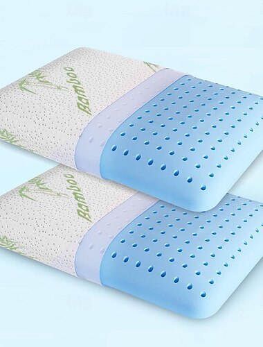 1 par memory foam kuddset bambu fiber bomull lyxig mesh minne kudde sovkudde nackskydd kudde