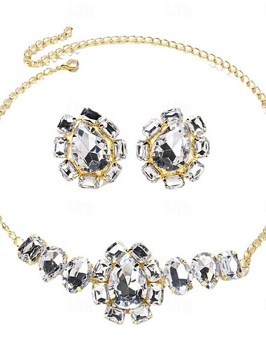  Brautschmuck-Sets 1 Set Strass 1 Halskette Ohrringe Damen Elegant Personalisiert Stilvoll Niedlich Klassisch Tropfen Blume Unregelmässig Schmuck-Set Für Hochzeit Party